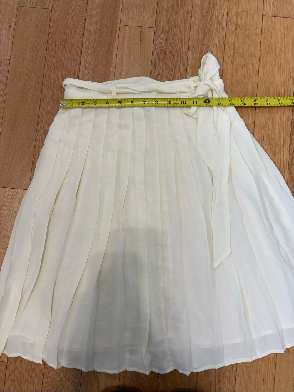ModCloth Cream Pleated Tie Waist Midi Skirt Size S New With Tags NWT - Picture 8 of 11